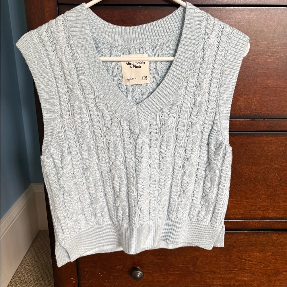 Abercrombie & Fitch Soft Blue Knit Sweater Vest